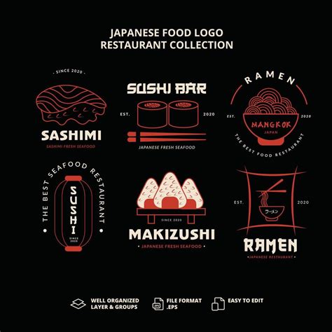 Japanese Food Logo Restaurant Collection 5359161 Vector Art at Vecteezy