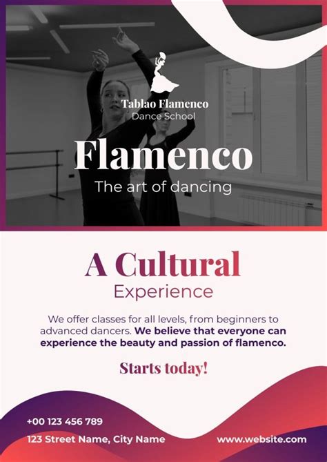 Design This Duotone Waves Tablao Flamenco Dance School Poster Layout