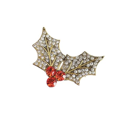 Hot Tomato Holly And Berry Antique Gold Brooch