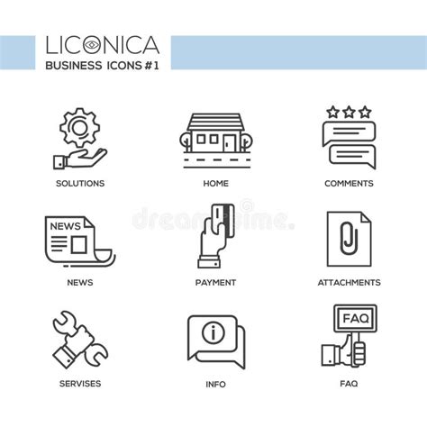 Sistema De La L Nea Moderna Iconos Y Pictogramas Planos De La Oficina