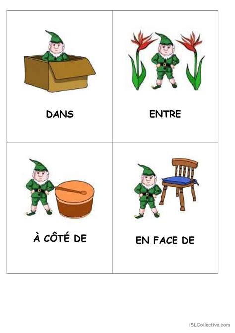 Apprendre les prépositions en jouant Français FLE fiches pedagogiques