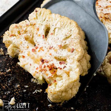 Roasted Cauliflower Steaks With Garlic Parmesan Tastes Of Lizzy T