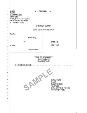 Fillable Online Clarkcountycourts Sample Form Doc Clarkcountycourts