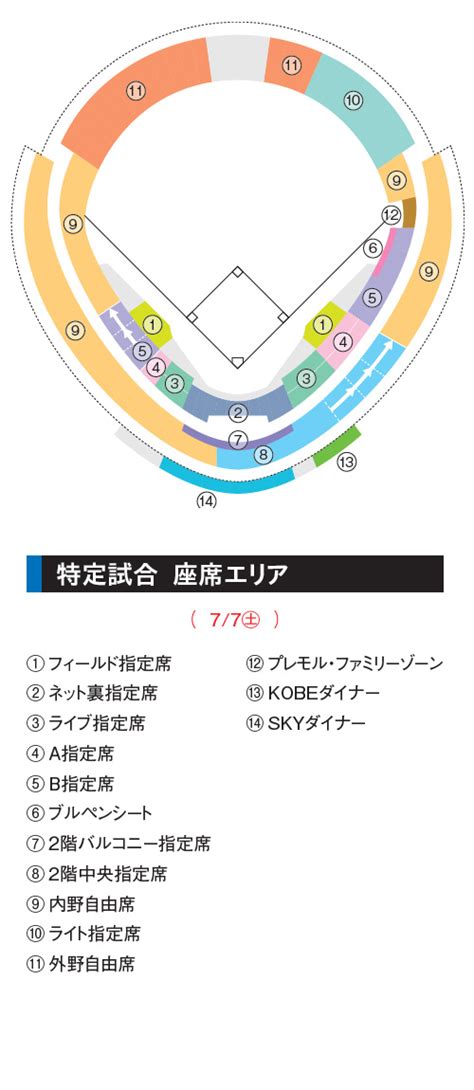 〔アクセス方法・席割図〕ほっともっとフィールド神戸（オリックス・バファローズ）｜ローチケ[ローソンチケット] スポーツチケット情報・販売・予約