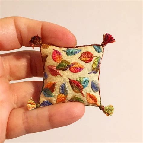 Miniature Pillow Etsy Miniature Embroidery Hand Embroidery Miniatures