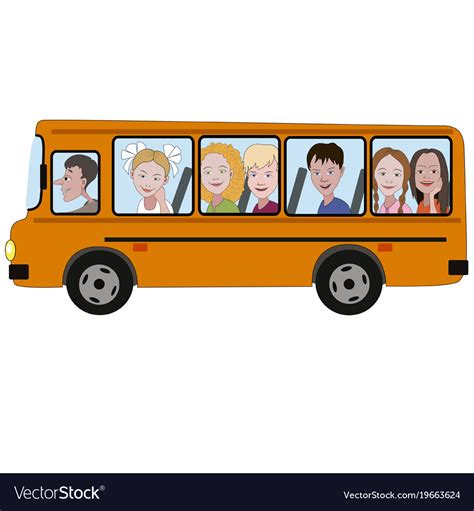 Kids riding a school bus Royalty Free Vector Image