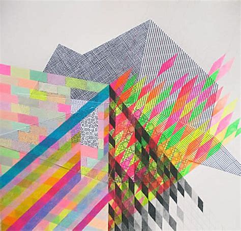 An Abstract Painting With Multicolored Lines And Shapes