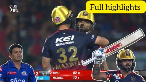 Royal Challengers Bangalore Vs Mumbai Indians Full Match Highlights