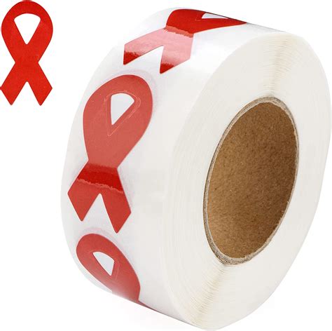 250 Small Red Ribbon Awareness Stickers Small Red Ribbon Shaped Stickers For Heart