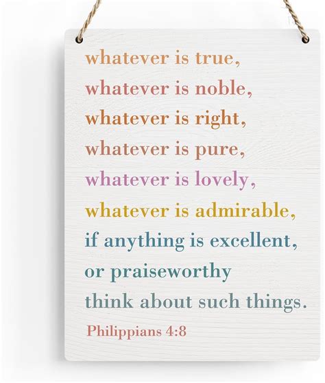 Wood Sign 8x12 Inch Bible Verses Philippians 48 Wall Decor Scripture