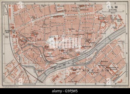 Ulm Antique Town City Stadtplan Baden W Rttemberg Karte Baedeker