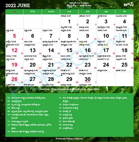 Telugu Calendar January