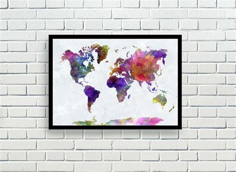 Quadro Decorativo Mapa M Ndi Colorido Moldura Rc Elo