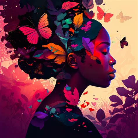 Butterfly Season Black Woman Art Black Girl Wall Art Digital Art