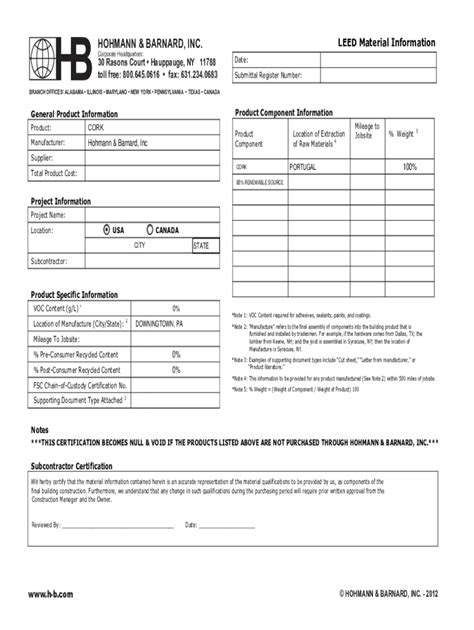 Fillable Online Fillable Online Leed Material Information Form Fax