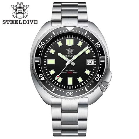 Steeldive Reloj de buceo automático para hombre y mujer pulsera con