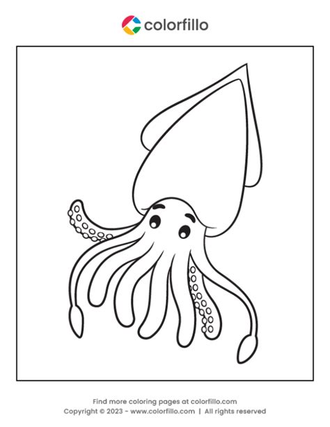 Free Online Squid Coloring Page Colorfillo