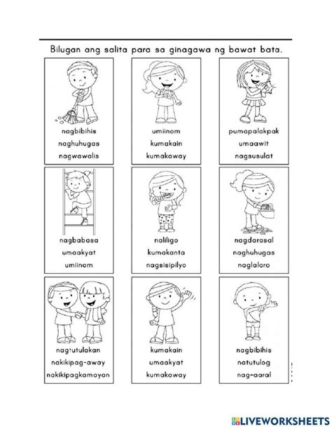 Pandiwa Worksheets Grade 2 Printable Pdf Template