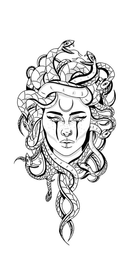 Simple Medusa Tattoo Stencil