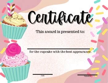 Cupcake Wars Certificate By Chance Co Designs TPT