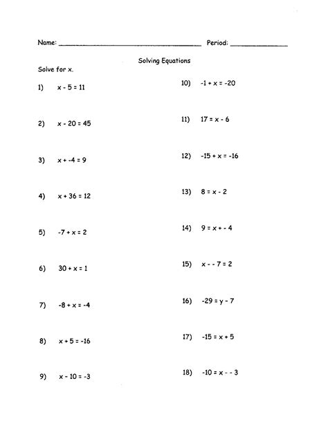 Solving Equations With Variables On Both Sides Free Worksheets