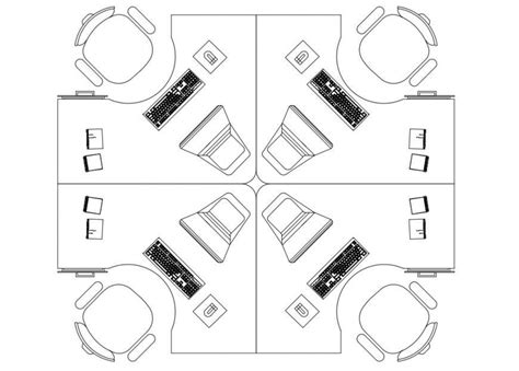 Office Desks Top View Furniture Block Cad Drawing Details Dwg File