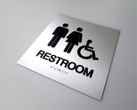 Ada Compliant All Gender Restroom Sign Handicap Accessible Unisex Bathroom Wheelchair