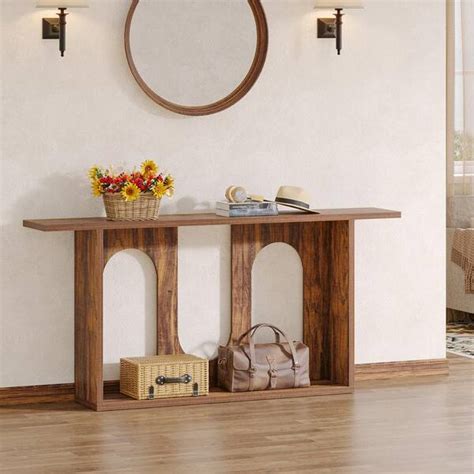 BYBLIGHT Turrella 70 8 In Rustic Brown Console Tables Rectangle Wood