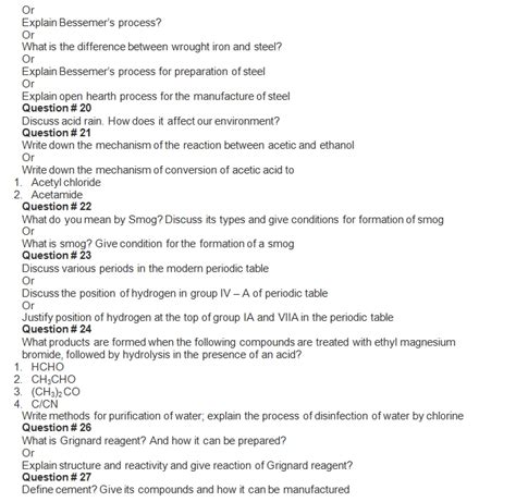 Important Long Question Of Chemistry For Class 12