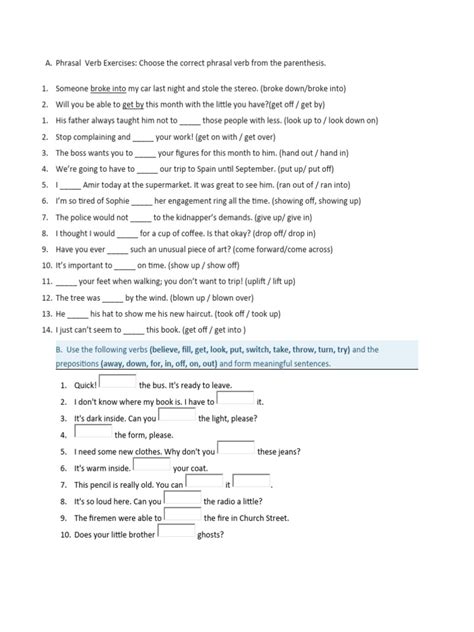 Phrasal Verb Exercises Pdf