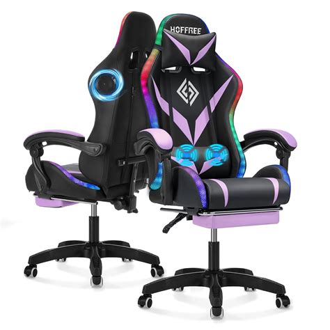 Hoffree Gaming Chair with Bluetooth Speakers Office Chair with Footrest ...