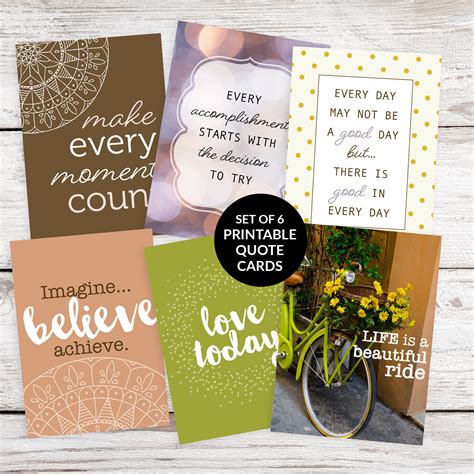 Printable Quote Cards Set No Inspirational Quote Cards Creative