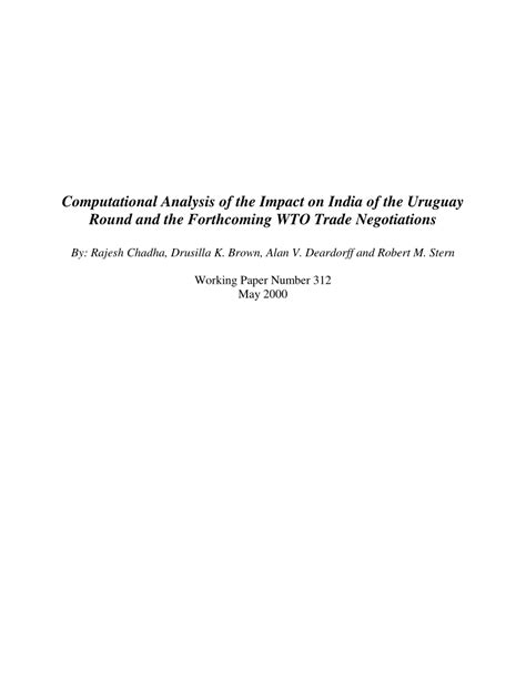 (PDF) Computational Analysis of the Impact on India of the Uruguay ...