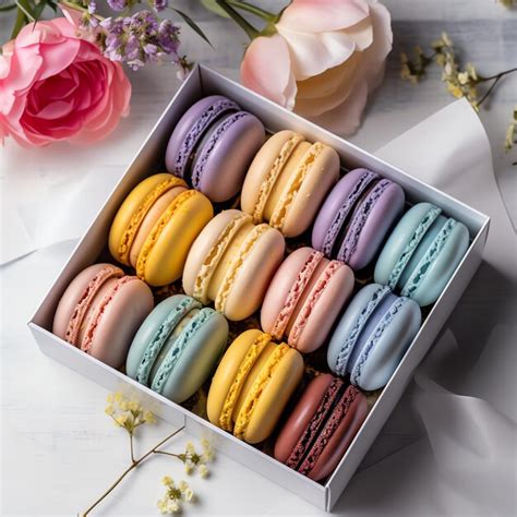 Premium Ai Image A Box Of Colorful Macaroons