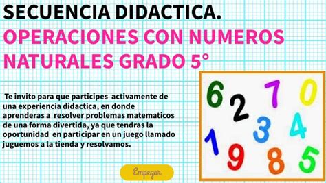 SECUENCIA DIDACTICA OPERACIONES CON NUMEROS NATURALES