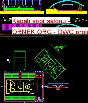 Proje Sitesi Kapal Spor Salonu Autocad Projesi