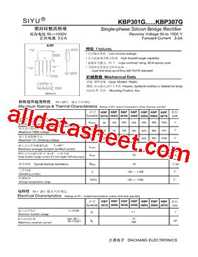 KBP301G データシート PDF Rugao Dachang Electronics Co Ltd