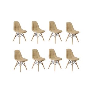 Conjunto 02 Cadeiras Charles Eames Wood Daw Braços Design Nude