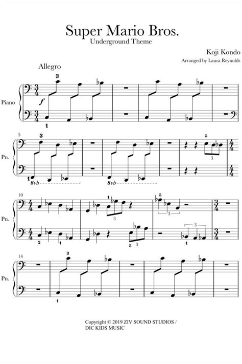 Super Mario Bros Underground Theme Sheet Music Printable Templates Free