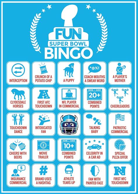 Super Bowl Bingo Sheets Printable Fun Blog