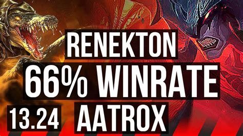 RENEKTON Vs AATROX TOP 9 2 13 66 Winrate Legendary KR Master