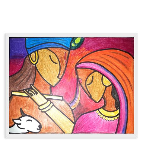 Krishna With Cows Abstract Paintings