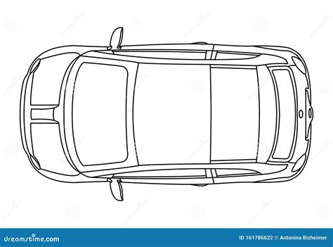 Outline Vector Car Isolated on White Background, Top View Stock Vector ...