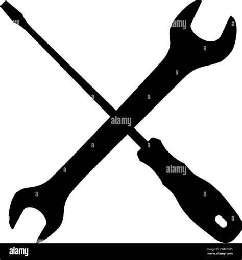 Screwdriver And Wrench Icon In Flat Style Stock Vector Image Art Alamy