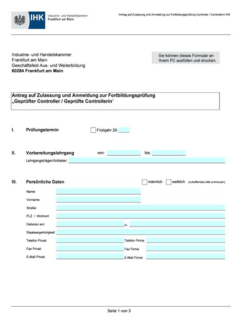 Fillable Online Antrag Auf Zulassung Und Anmeldung Zum Zur Controller