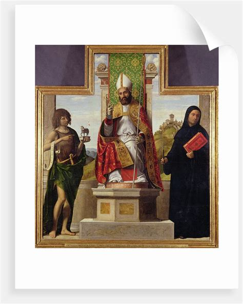 St. Lanfranc of Pavia enthroned between St. John the Baptist and St ...