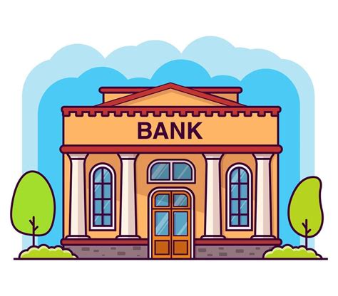 Bank building with columns. Flat cartoon style vector illustration ...