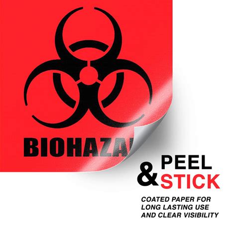 2” X 2” Biohazard Stickers Sign Roll Of 250 Biohazard Warning Labels