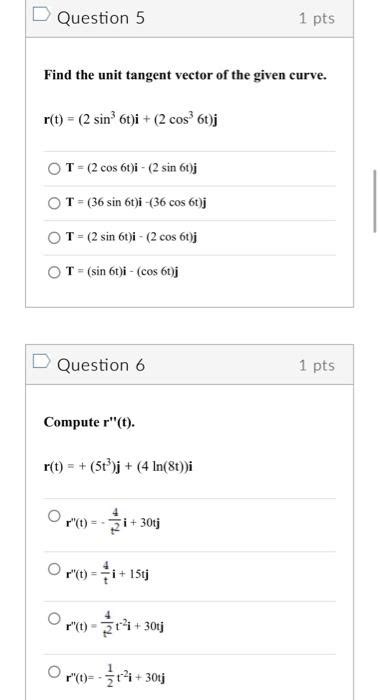 Solved Find The Unit Tangent Vector Of The Given Curve