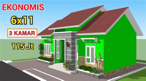 Desain Rumah Minimalis Pedesaaan 6x11 Meter 3 Kamar Tidur YouTube